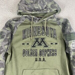 Minnesota Golden Gophers Sweatshirt Mens Large Camo Military Green USA Hoodie